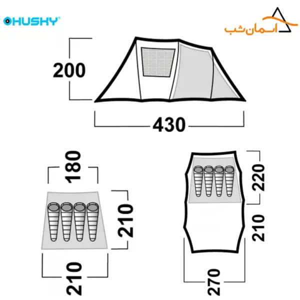 ابعاد چادر چهار نفره هاسکی baul 4