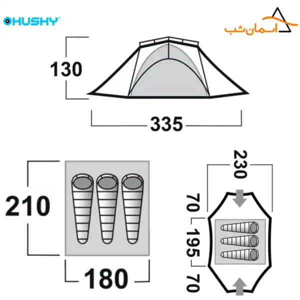 ابعاد چادر سه نفره هاسکی مدل Brofur 3