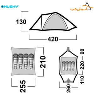 ابعاد چادر مسافرتی چهار نفره هاسکی bizon 4 plus