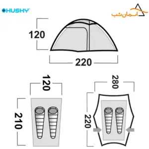 ابعاد چادر دو نفره هاسکی sawaj triton 2