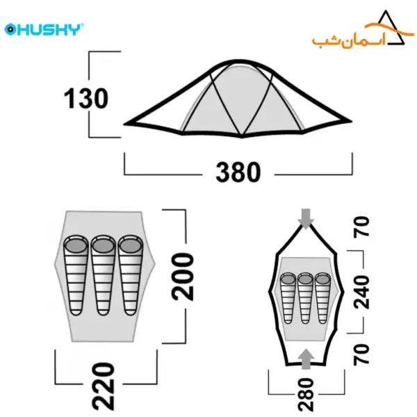 ابعاد چادر کوهنوردی هاسکی fighter 4-3