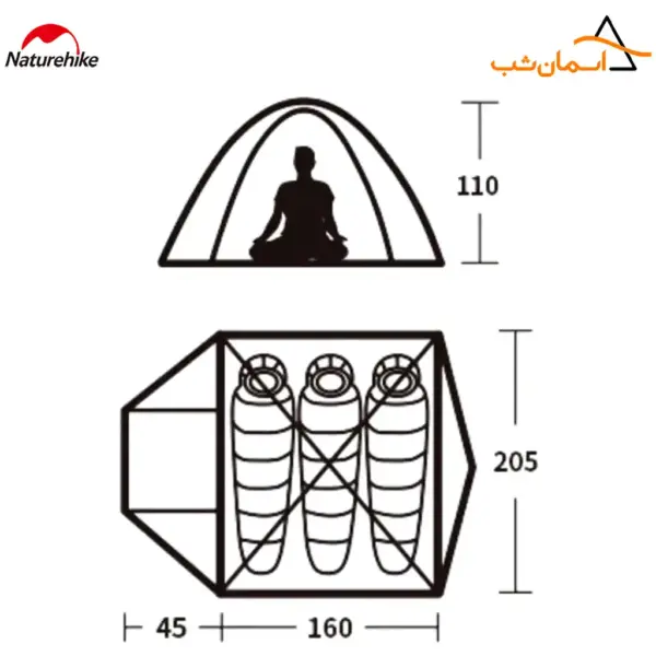 ابعاد چادر 3 نفره نیچرهایک P-Series 3