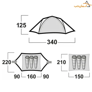 ابعاد چادر هاسکی برتون 2 3 نفره
